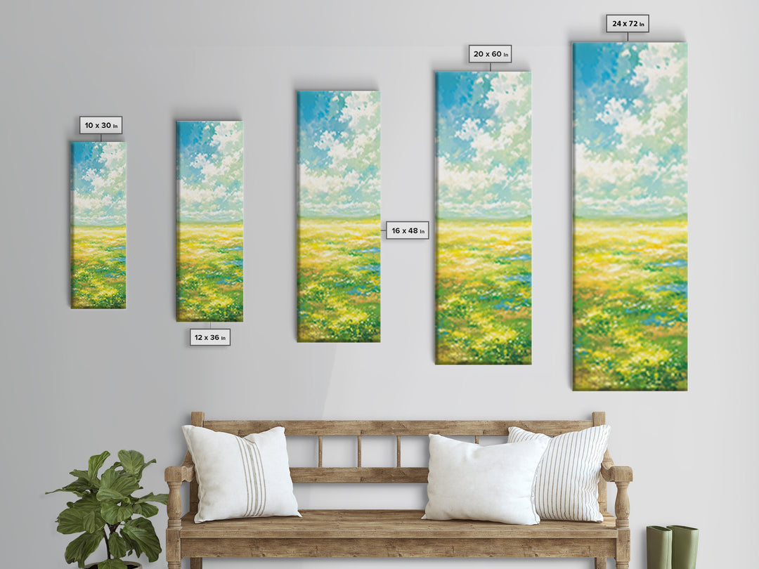 Sunlit Meadow with Loose Impressionist Brushwork Canvas Print, General Fine Art, Canvas Art, Living Room Decor, Fine Art, GEN-1x3-26