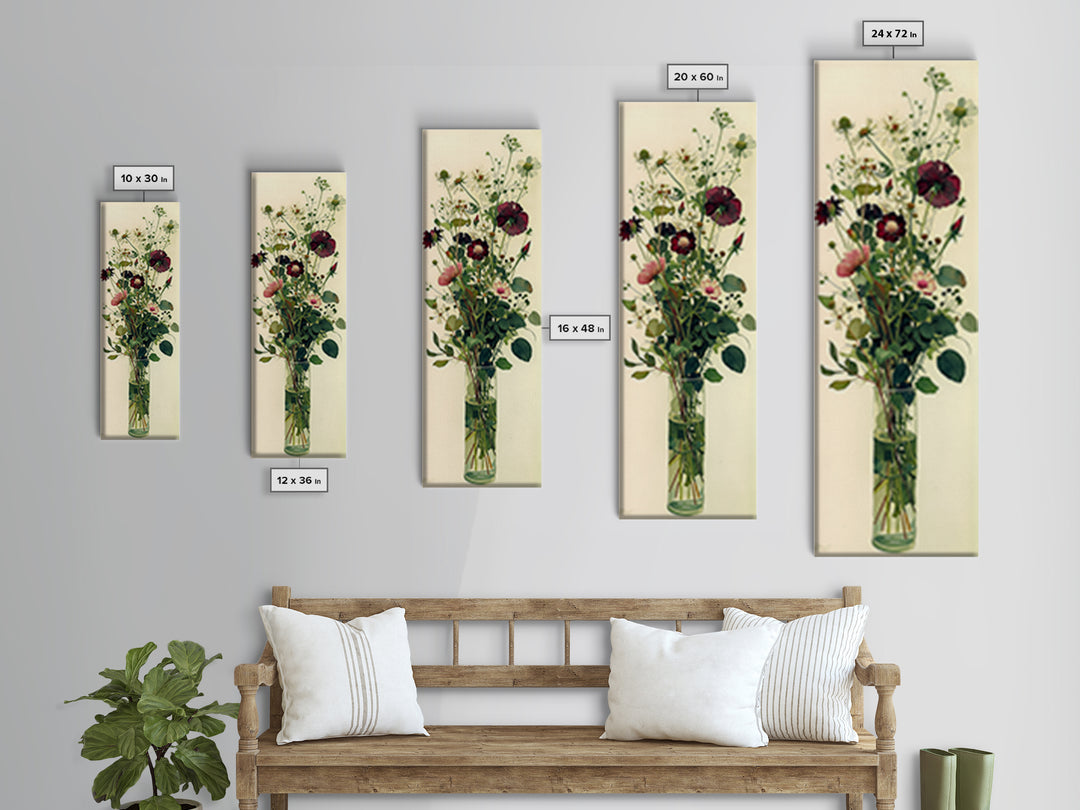 Classic Oil Painted Vase of Wildflowers Canvas Print, General Fine Art, Art Print, Living Room Decor, Fine Art, GEN-1x3-35