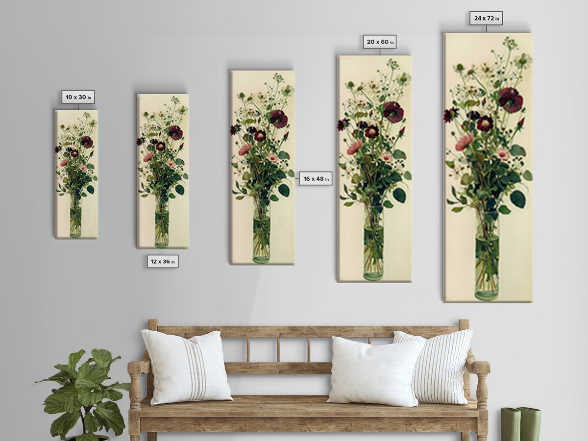 Classic Oil Painted Vase of Wildflowers Canvas Print, General Fine Art, Art Print, Living Room Decor, Fine Art, GEN-1x3-35