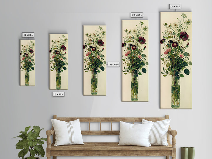 Classic Oil Painted Vase of Wildflowers Canvas Print, General Fine Art, Art Print, Living Room Decor, Fine Art, GEN-1x3-35