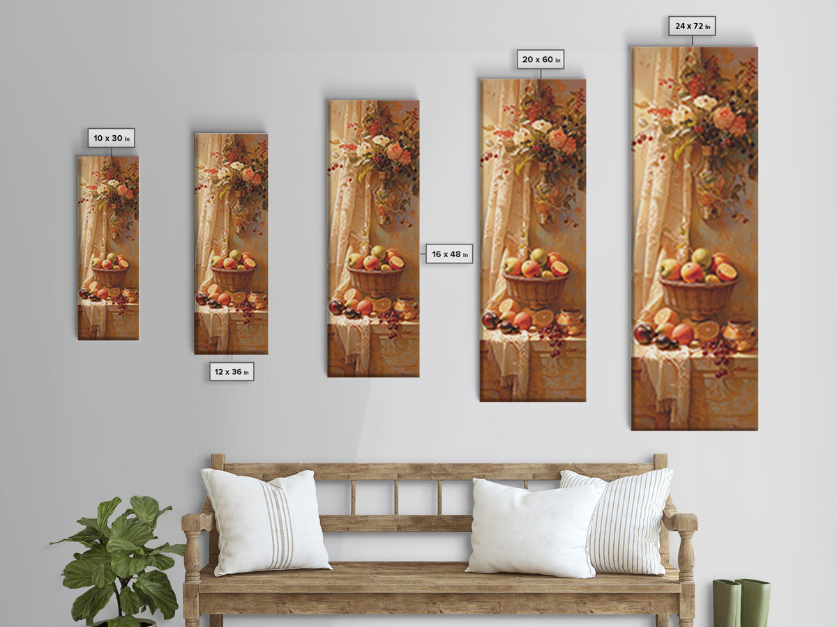 Simple Still Life of Fruit and Linen Framed Canvas Print, General Fine Art, Minimalist Decor, Living Room Decor, Fine Art, GEN-1x3-4
