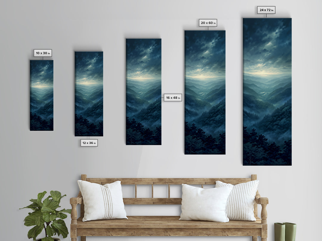 Misty Mountain Valley Canvas Print, General Fine Art, Printable, Living Room Decor, Oil Painting, Framed Wall Art, GEN-1x3-40