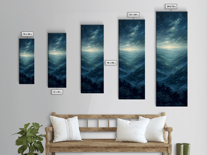 Misty Mountain Valley Canvas Print, General Fine Art, Printable, Living Room Decor, Oil Painting, Framed Wall Art, GEN-1x3-40