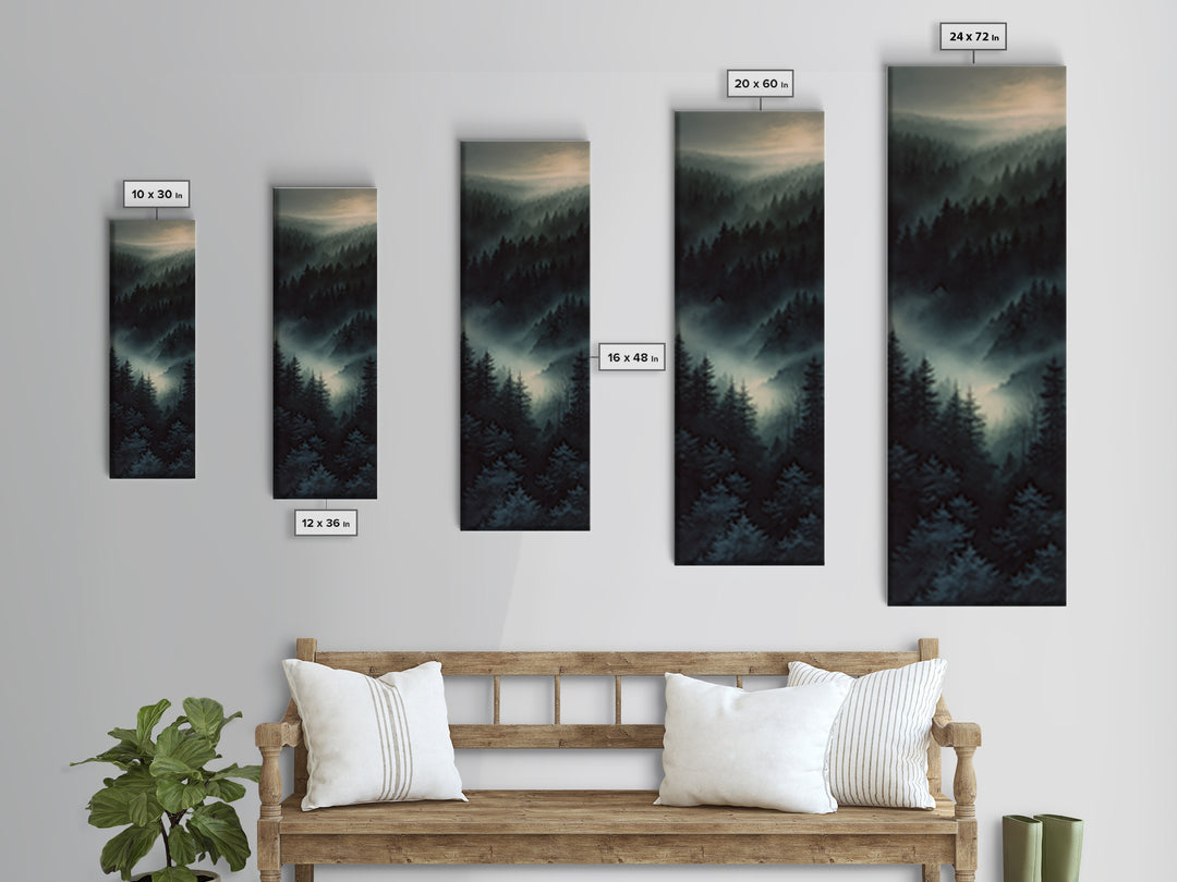 Moody Forest Clearing Canvas Print, General Fine Art, Digital Prints, Living Room Decor, Oil Painting, Large Wall Art, GEN-1x3-44