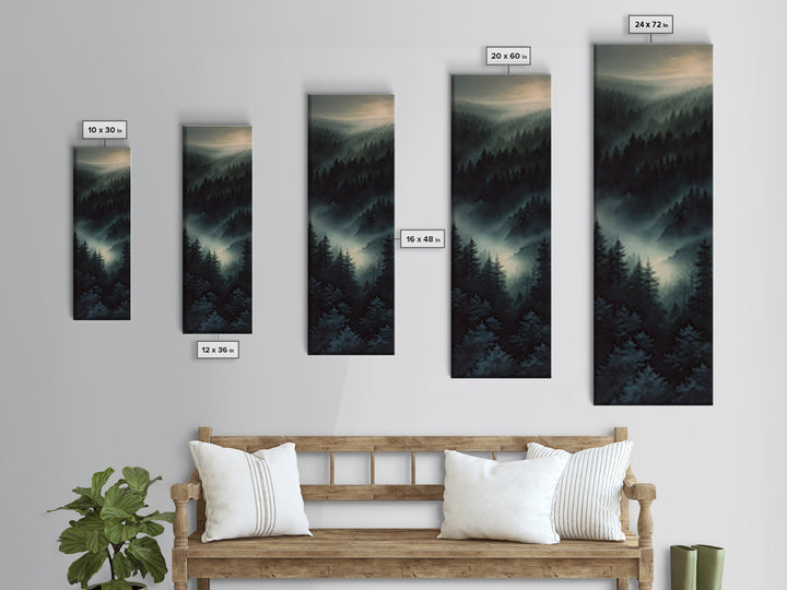 Moody Forest Clearing Canvas Print, General Fine Art, Digital Prints, Living Room Decor, Oil Painting, Large Wall Art, GEN-1x3-44