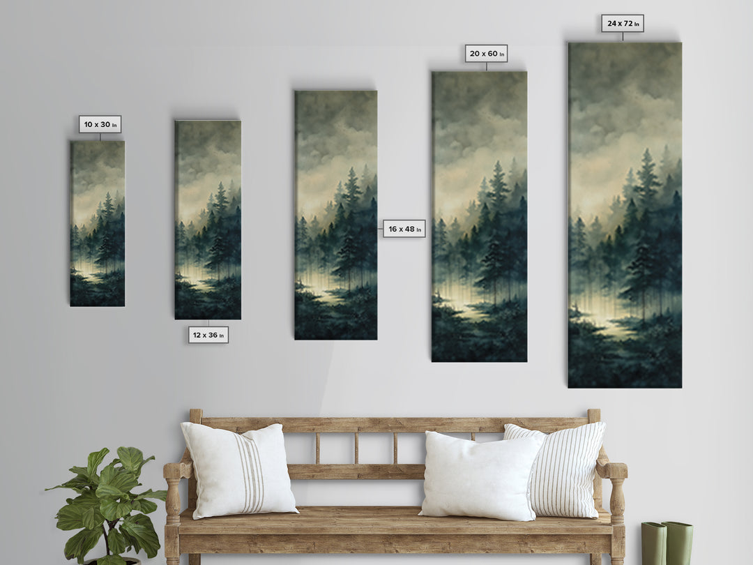 Elegant Ink Wash Landscape Canvas Print, General Fine Art, Mid Century Modern, Living Room Decor, Fine Art, Bedroom Decor, GEN-1x3-56