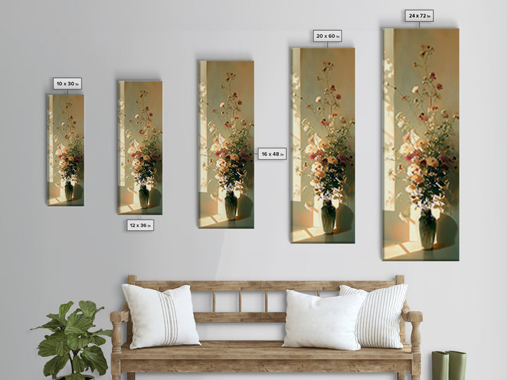 Classic Oil Painted Vase of Wildflowers Canvas Print, General Fine Art, Wall Hanging, Living Room Decor, Oil Painting, GEN-1x3-59