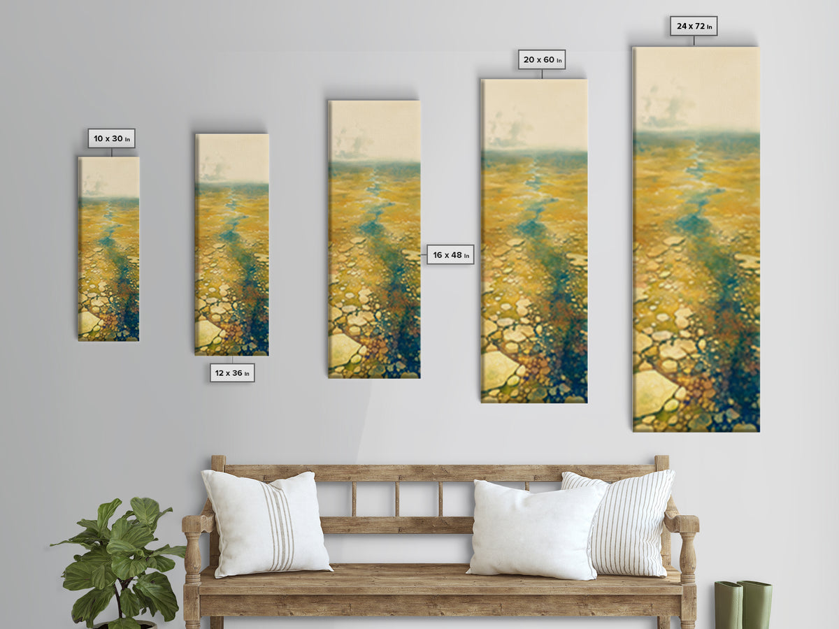 Quiet Abstract River Shape Canvas Print, General Fine Art, Digital Art, Living Room Decor, Fine Art, Art Nouveau, GEN-1x3-60