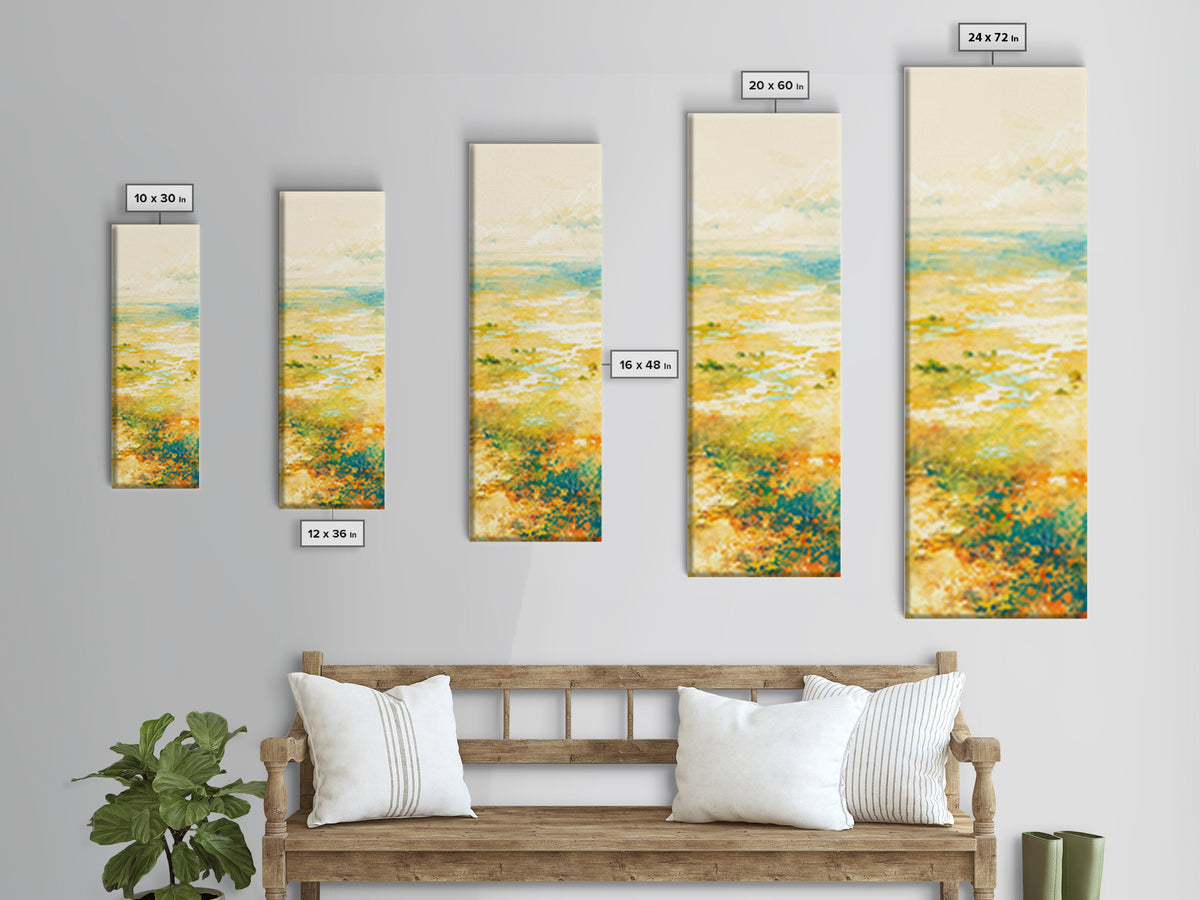 Quiet Abstract Landscape Framed Canvas Print, General Fine Art, Art, Living Room Decor, Fine Art, Mid Century Modern, GEN-1x3-61