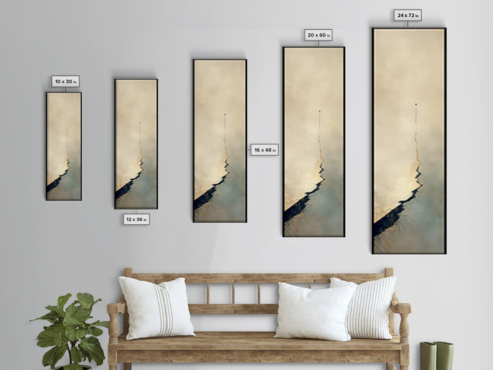 Minimal Black Line Figure on Textured Paper Canvas Print, General Fine Art, Bedroom Decor, Living Room Decor, Oil Painting, GEN-1x3-63