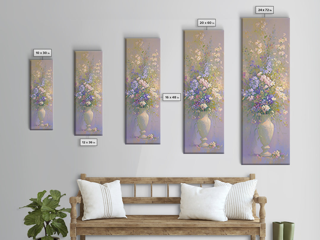 Classic Oil Painted Vase of Wildflowers Framed Canvas Print, General Fine Art, Canvas Art, Living Room Decor, Watercolor Art, GEN-1x3-83