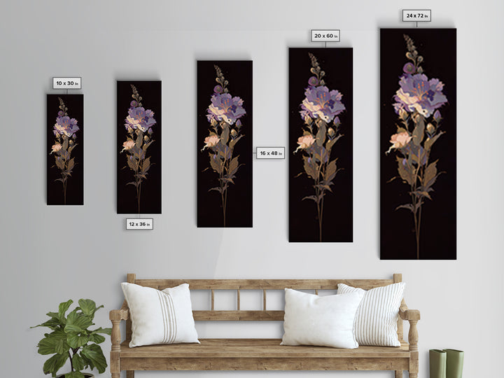 Single Sculptural Flower on a Dark Ground Canvas Print, General Fine Art, Painting, Living Room Decor, Fine Art, GEN-1x3-93