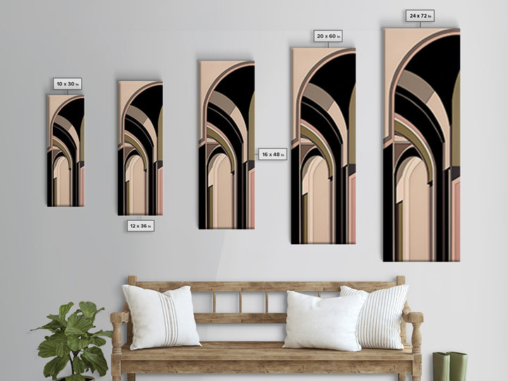 Monochrome Architectural Arch Composition Canvas Print, General Fine Art, Canvas Wall Art, Living Room Decor, GEN-1x3-96
