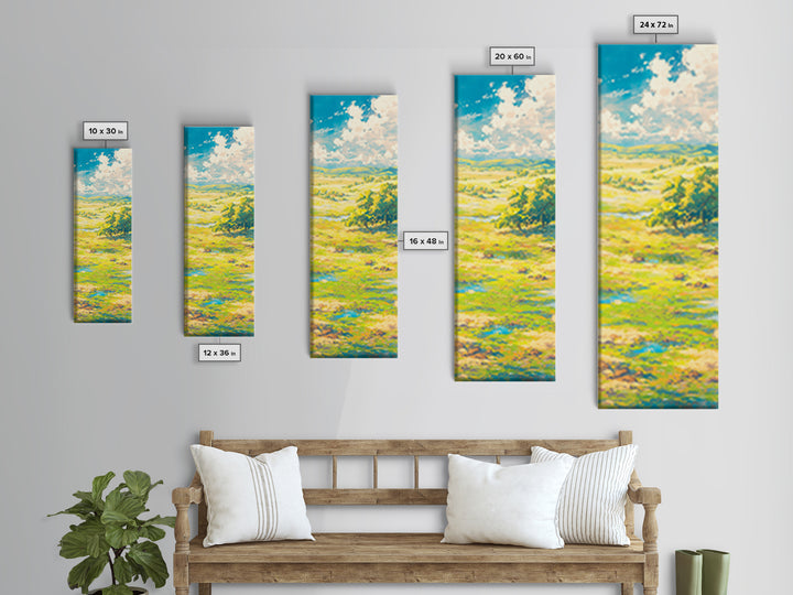 Sunlit Meadow with Loose Impressionist Brushwork Canvas Print, General Fine Art, Textured Painting, Living Room Decor, GEN-1x3-98