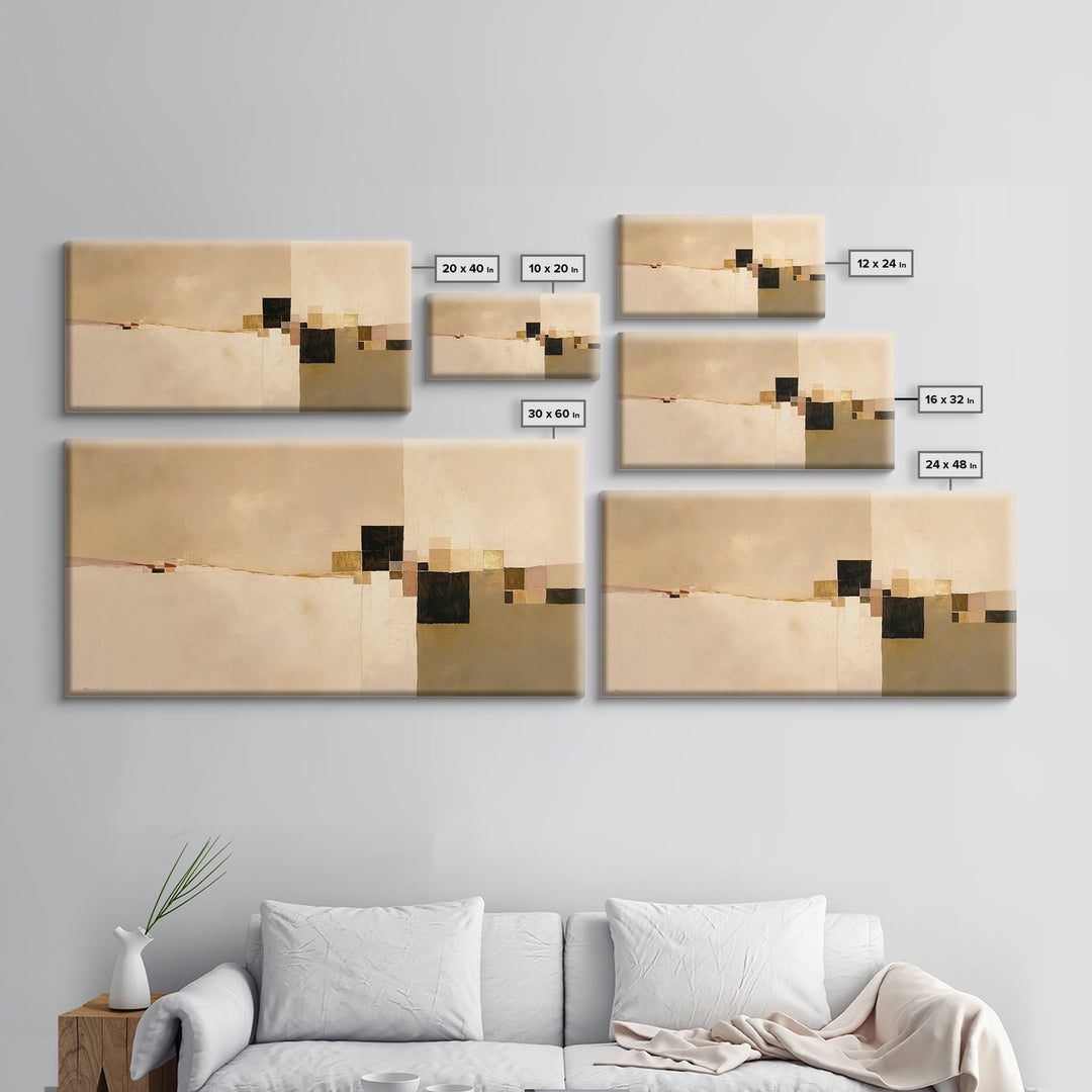 Earthy Plaster Texture Abstract Framed Canvas Print, General Fine Art, Large Wall Art, Living Room Decor, Abstract Art, GEN-2x1-11