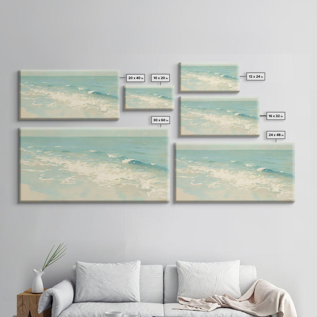 Coastal Water Study Framed Canvas Print, General Fine Art, Digital Prints, Living Room Decor, Fine Art, Large Wall Art, GEN-2x1-25