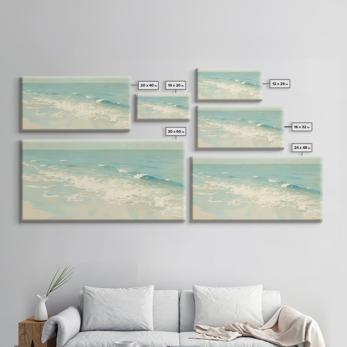 Coastal Water Study Framed Canvas Print, General Fine Art, Digital Prints, Living Room Decor, Fine Art, Large Wall Art, GEN-2x1-25