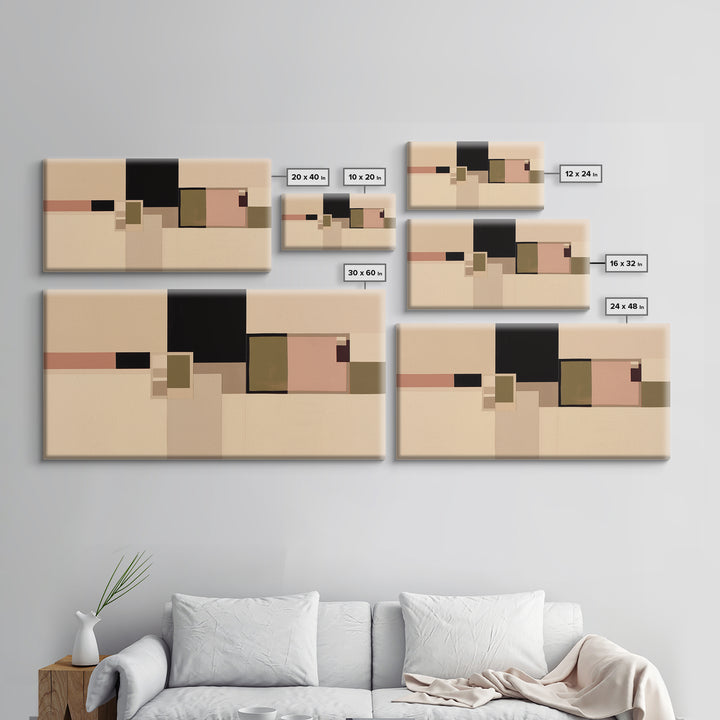 Modern Geometric Composition Framed Canvas Print, General Fine Art, Minimalist Decor, Living Room Decor, Fine Art, GEN-2x1-30
