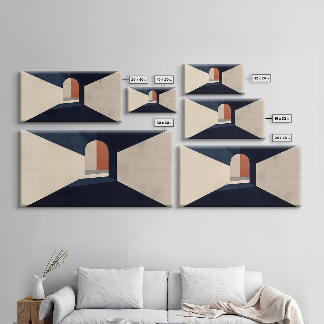 Monochrome Architectural Arch Composition Canvas Print, General Fine Art, Wall Art, Living Room Decor, Oil Painting, GEN-2x1-32