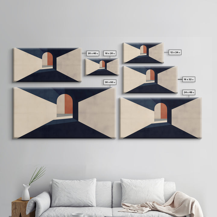Monochrome Architectural Arch Composition Canvas Print, General Fine Art, Wall Art, Living Room Decor, Oil Painting, GEN-2x1-32