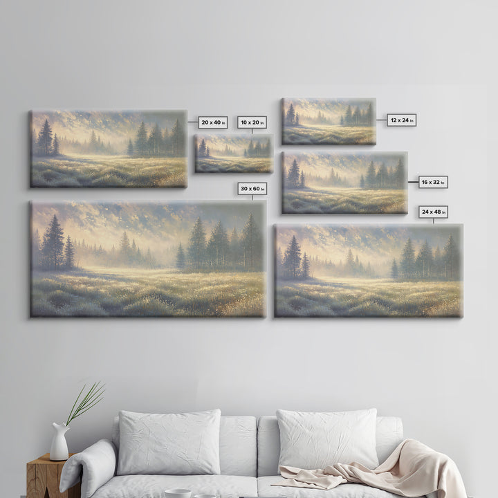 Sunlit Meadow with Loose Impressionist Brushwork Canvas Print, General Fine Art, Contemporary Art, Living Room Decor, GEN-2x1-34