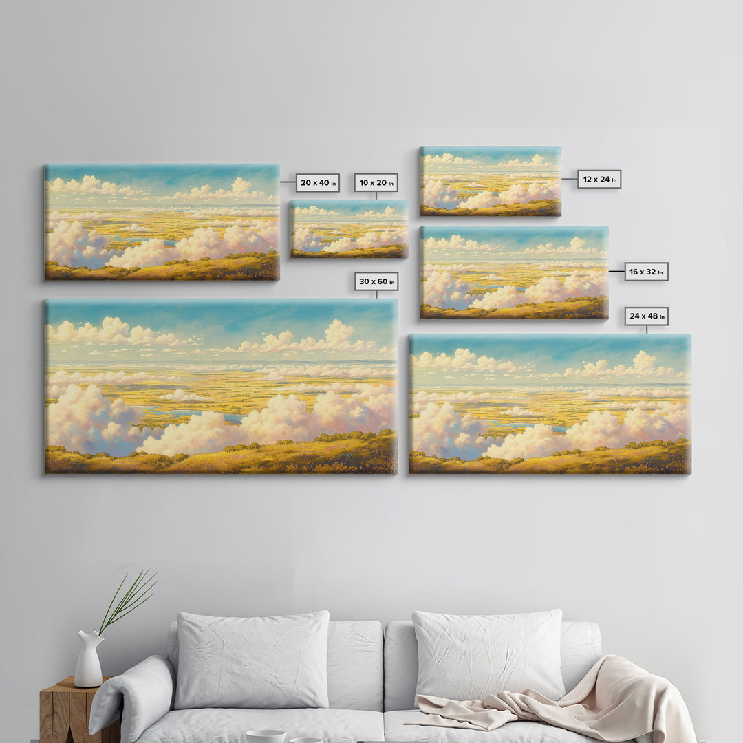 Romantic Cloudscape with Blush and Cream Tones Canvas Print, General Fine Art, Luxury Decor, Living Room Decor, GEN-2x1-38