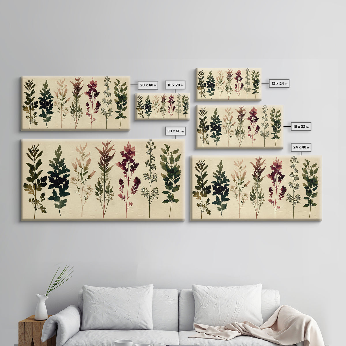 Botanical Silhouette Series Canvas Print, General Fine Art, Painting, Living Room Decor, Fine Art, Oil Painting, GEN-2x1-41