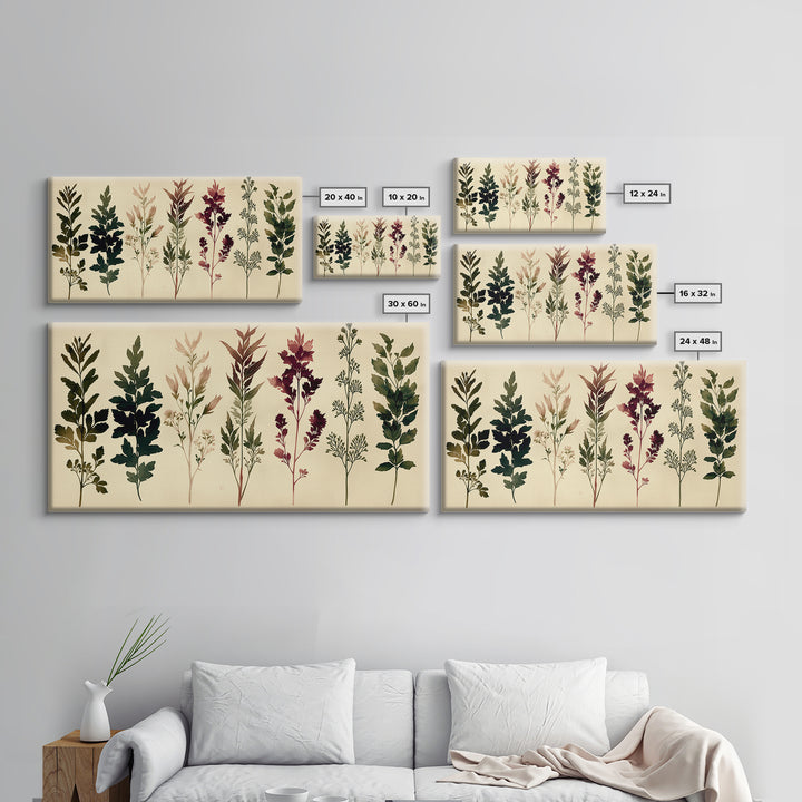 Botanical Silhouette Series Canvas Print, General Fine Art, Painting, Living Room Decor, Fine Art, Oil Painting, GEN-2x1-41