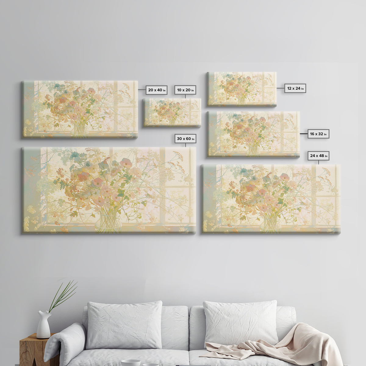 Classic Oil Painted Vase of Wildflowers Framed Canvas Print, General Fine Art, Digital Prints, Living Room Decor, Oil Painting, GEN-2x1-43