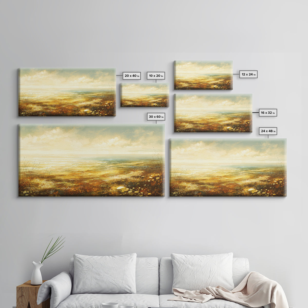 Quiet Abstract Landscape Framed Canvas Print, General Fine Art, Printable, Living Room Decor, Oil Painting, Framed Wall Art, GEN-2x1-45