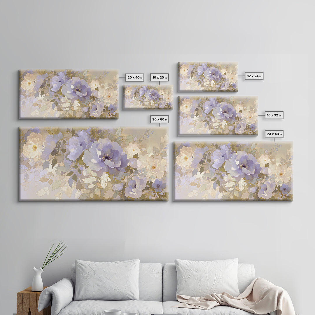 Large Neutral Floral Study Framed Canvas Print, General Fine Art, Poster, Living Room Decor, Fine Art, Wall Art Prints, GEN-2x1-46