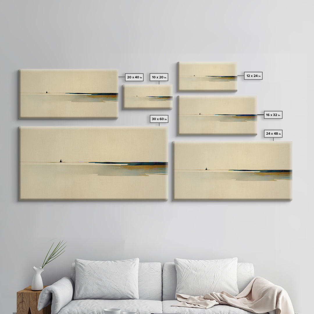 Minimal Black Line Figure on Textured Paper Canvas Print, General Fine Art, Canvas, Living Room Decor, Oil Painting, GEN-2x1-47