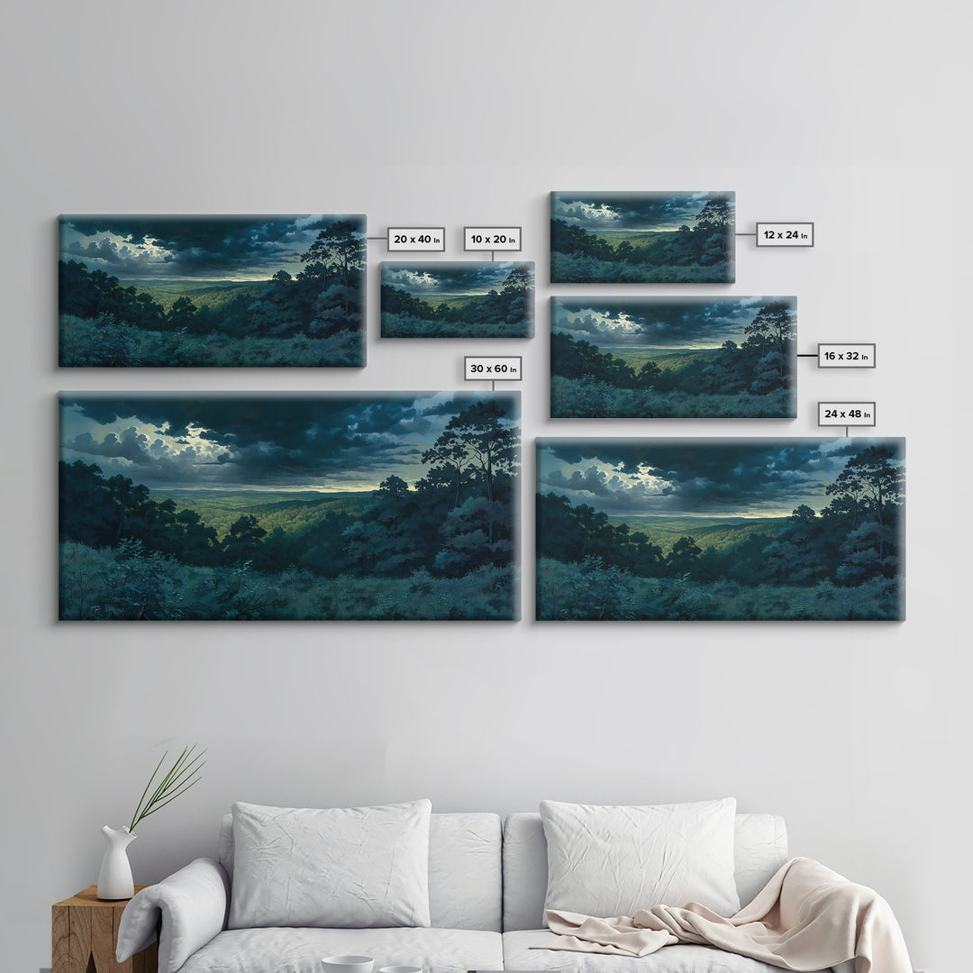 Moody Forest Clearing Canvas Print, General Fine Art, Wall Decor, Living Room Decor, Fine Art, Original Painting, GEN-2x1-52