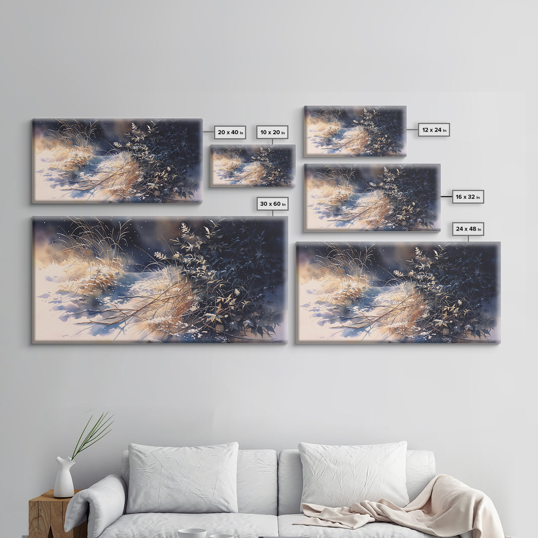 Soft Watercolor Branch Study Framed Canvas Print, General Fine Art, Mid Century Modern, Living Room Decor, Fine Art, GEN-2x1-55