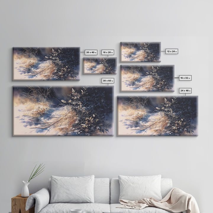 Soft Watercolor Branch Study Framed Canvas Print, General Fine Art, Mid Century Modern, Living Room Decor, Fine Art, GEN-2x1-55