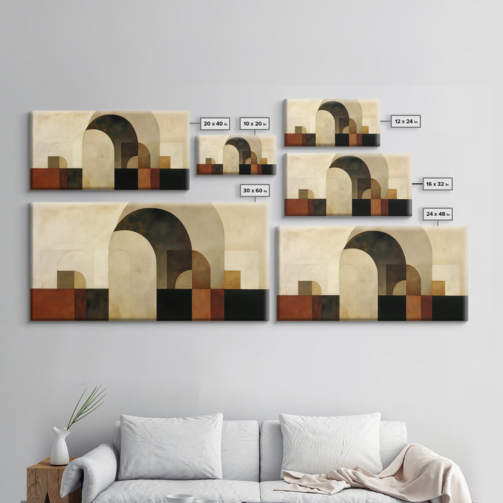 Monochrome Architectural Arch Composition Framed Canvas Print, General Fine Art, Painting, Living Room Decor, Fine Art, GEN-2x1-56