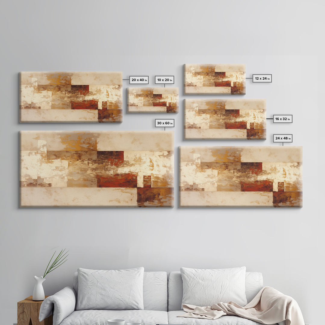 Earthy Plaster Texture Abstract Framed Canvas Print, General Fine Art, Original Art, Living Room Decor, Abstract Art, GEN-2x1-59