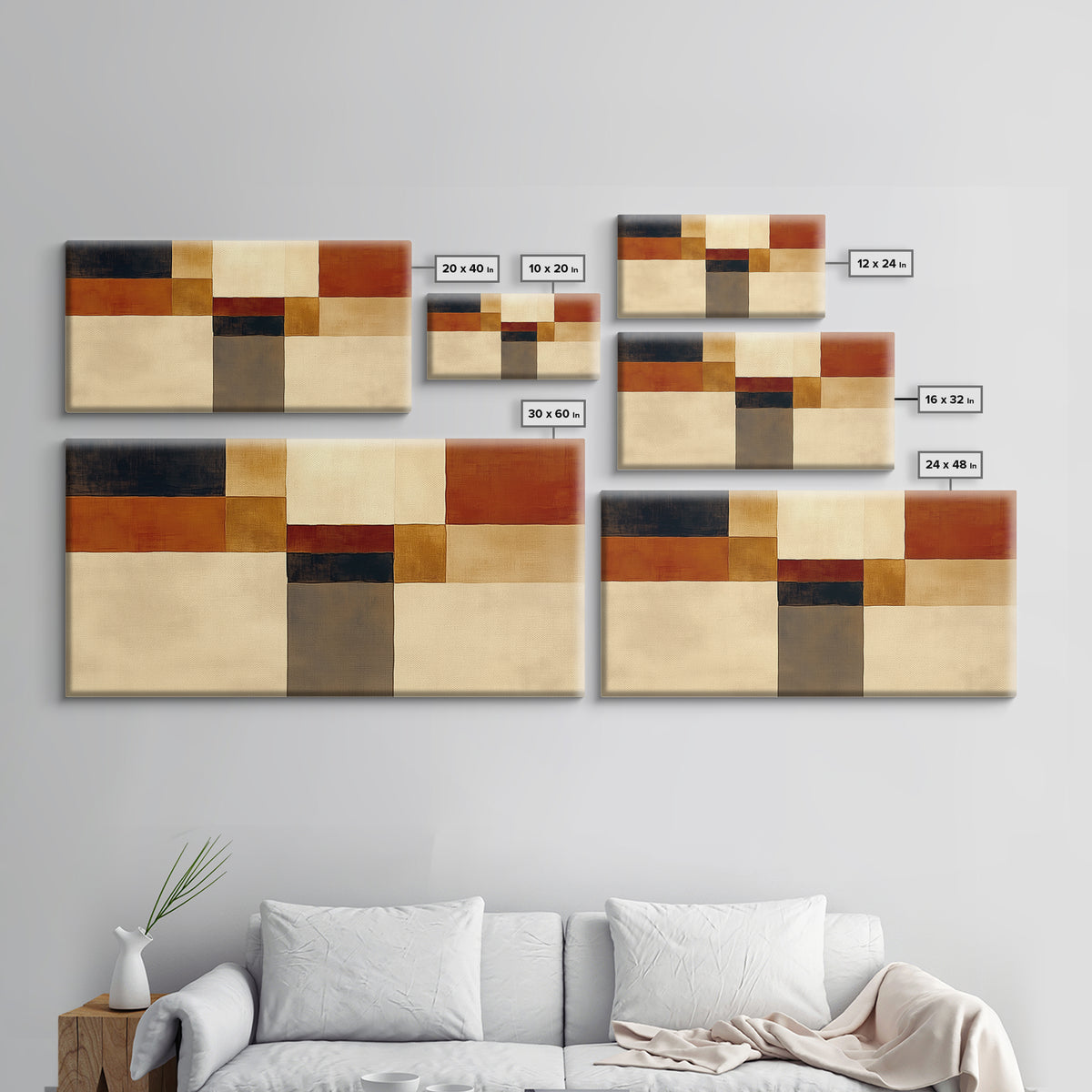Modern Geometric Composition Framed Canvas Print, General Fine Art, Minimalist Decor, Living Room Decor, Fine Art, GEN-2x1-6
