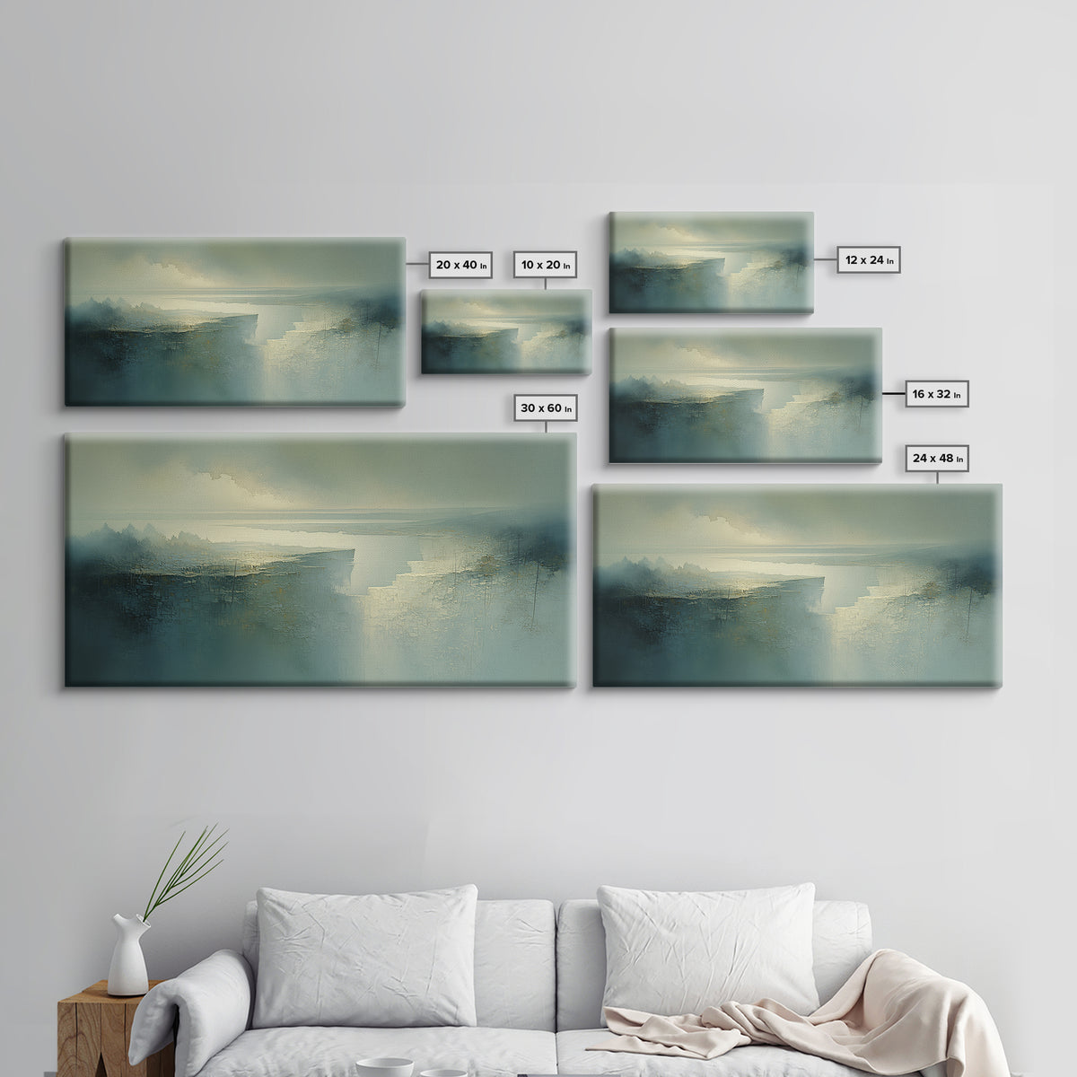Quiet Abstract River Shape Canvas Print, General Fine Art, Print, Living Room Decor, Abstract Art, Art Deco, GEN-2x1-68