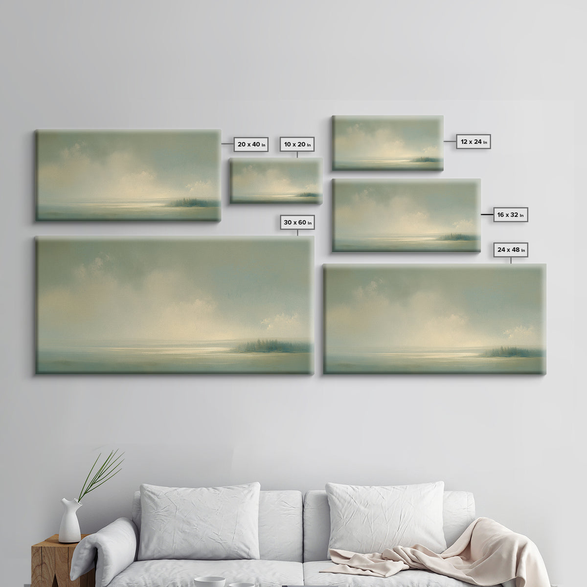 Quiet Abstract Landscape Canvas Print, General Fine Art, Oil Painting, Living Room Decor, Fine Art, Gallery Decor, GEN-2x1-69