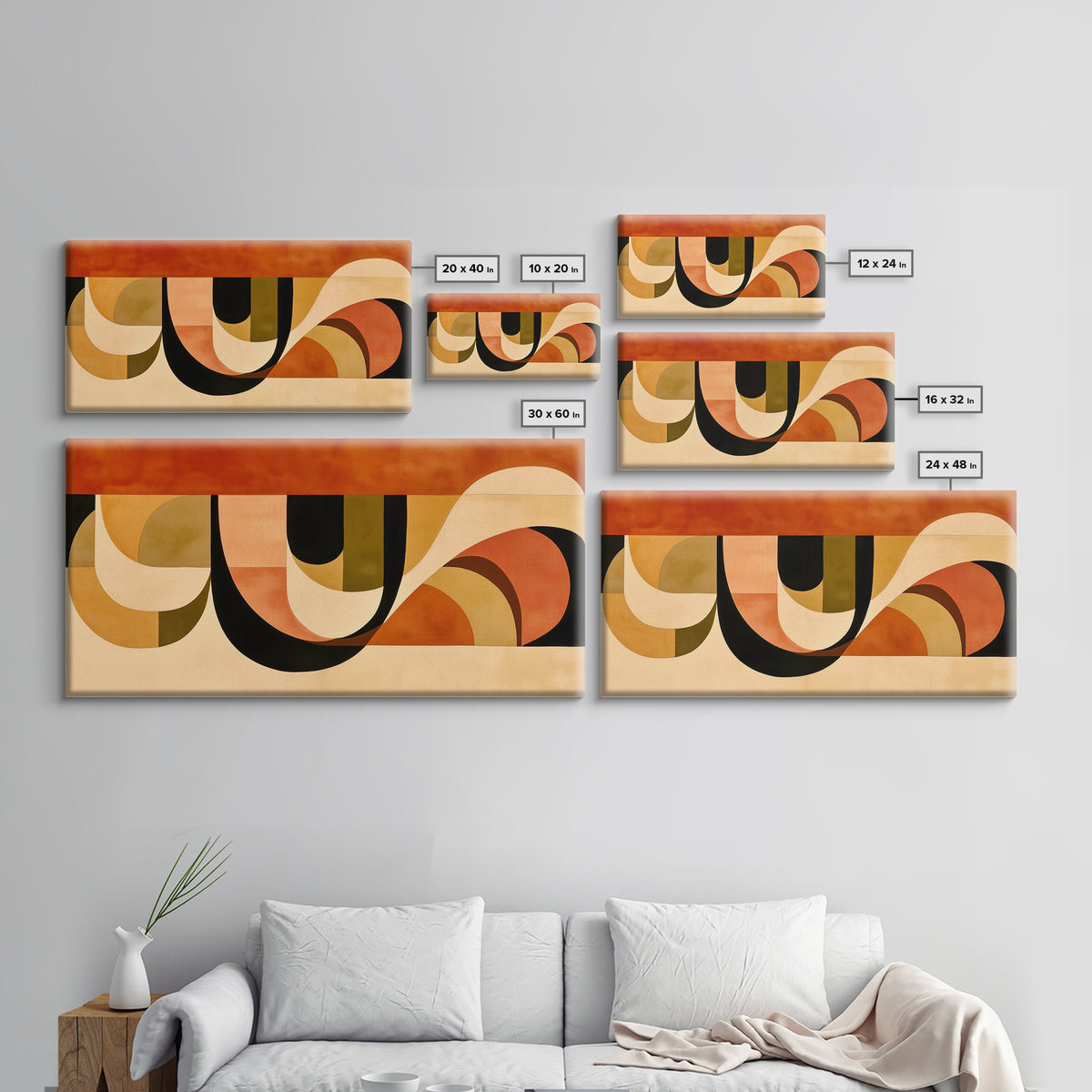 Warm Terracotta Abstract Canvas Print, General Fine Art, Print, Living Room Decor, Abstract Art, Art Deco, Wall Hanging, GEN-2x1-74