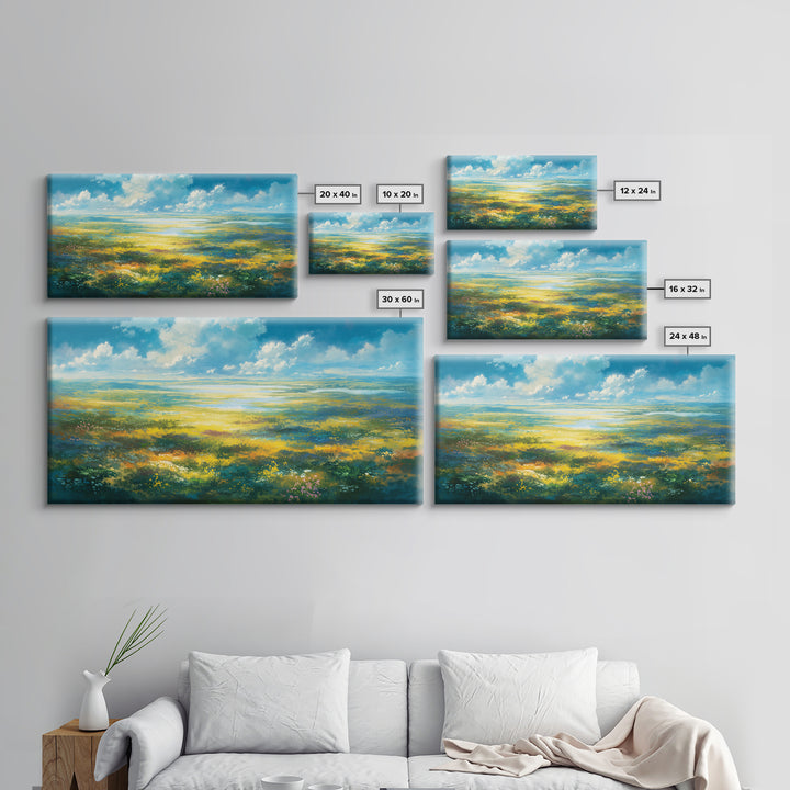 Sunlit Meadow with Loose Impressionist Brushwork Canvas Print, General Fine Art, Wall Decor, Living Room Decor, Fine Art, GEN-2x1-82