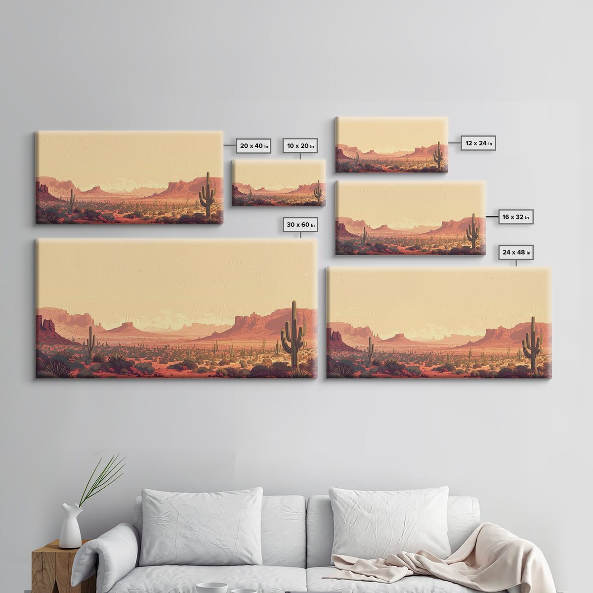 Serene Desert Horizon Framed Canvas Print, General Fine Art, Mid Century Modern, Living Room Decor, Fine Art, GEN-2x1-85