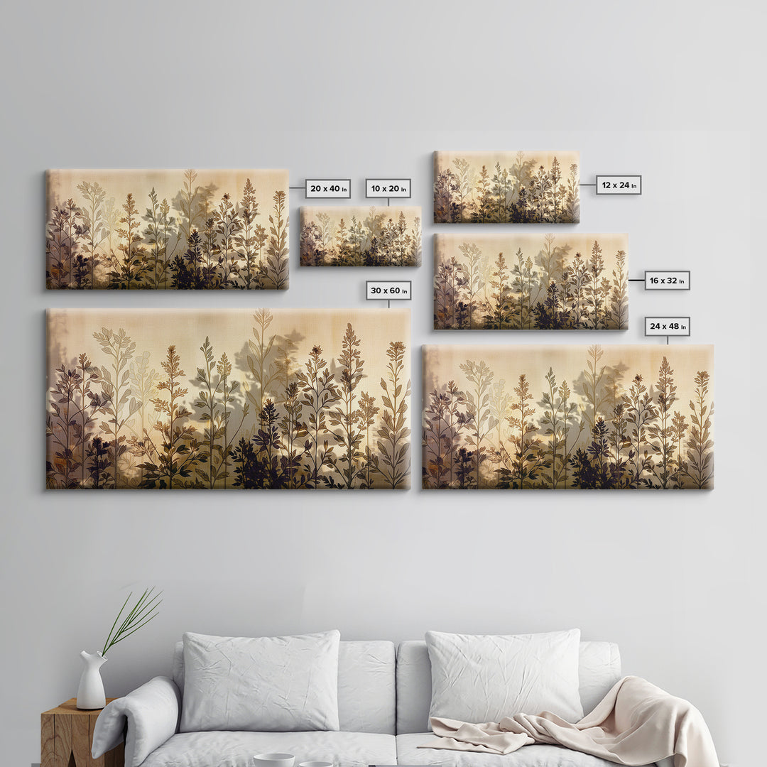 Botanical Silhouette Series Canvas Print, General Fine Art, Original Painting, Living Room Decor, Oil Painting, GEN-2x1-89