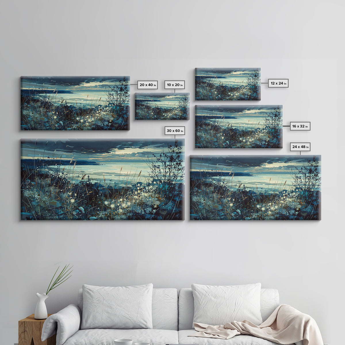 Quiet Abstract Landscape Canvas Print, General Fine Art, Oil Painting, Living Room Decor, Fine Art, Gallery Decor, GEN-2x1-93