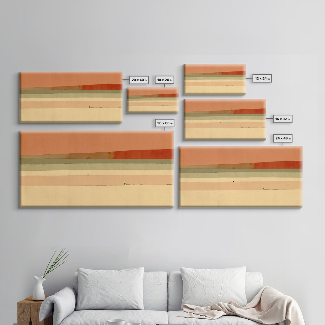 Minimal Black Line Figure on Textured Paper Framed Canvas Print, General Fine Art, Neutral Decor, Living Room Decor, Fine Art, GEN-2x1-95