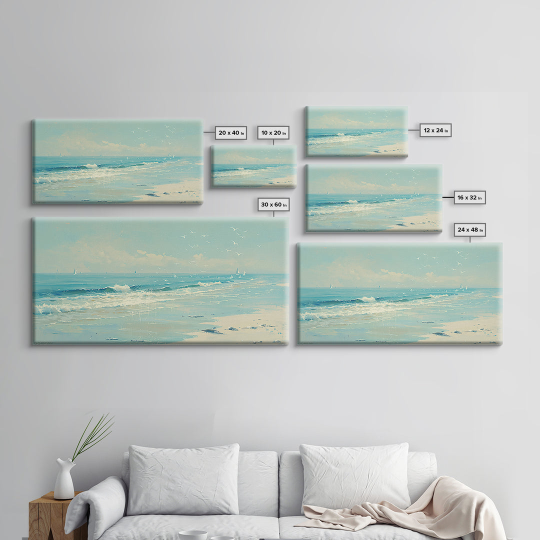 Coastal Water Study Framed Canvas Print, General Fine Art, Digital Wall Art, Living Room Decor, Fine Art, Neutral Decor, GEN-2x1-97