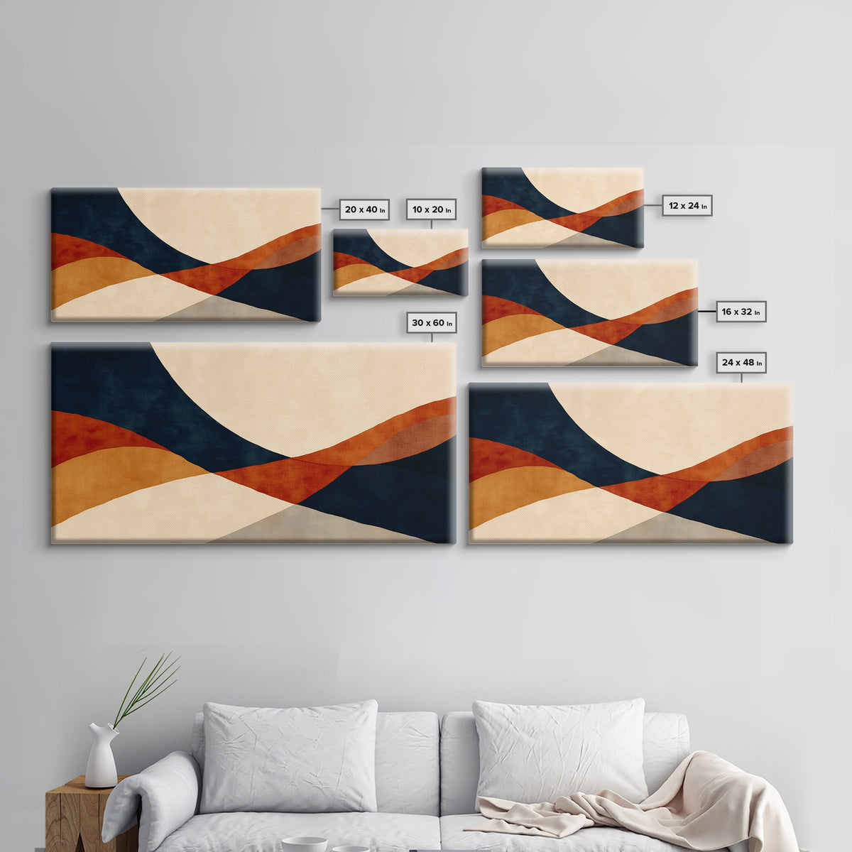 Warm Terracotta Abstract Canvas Print, General Fine Art, Print, Living Room Decor, Abstract Art, Art Deco, Wall Hanging, GEN-2x1-98