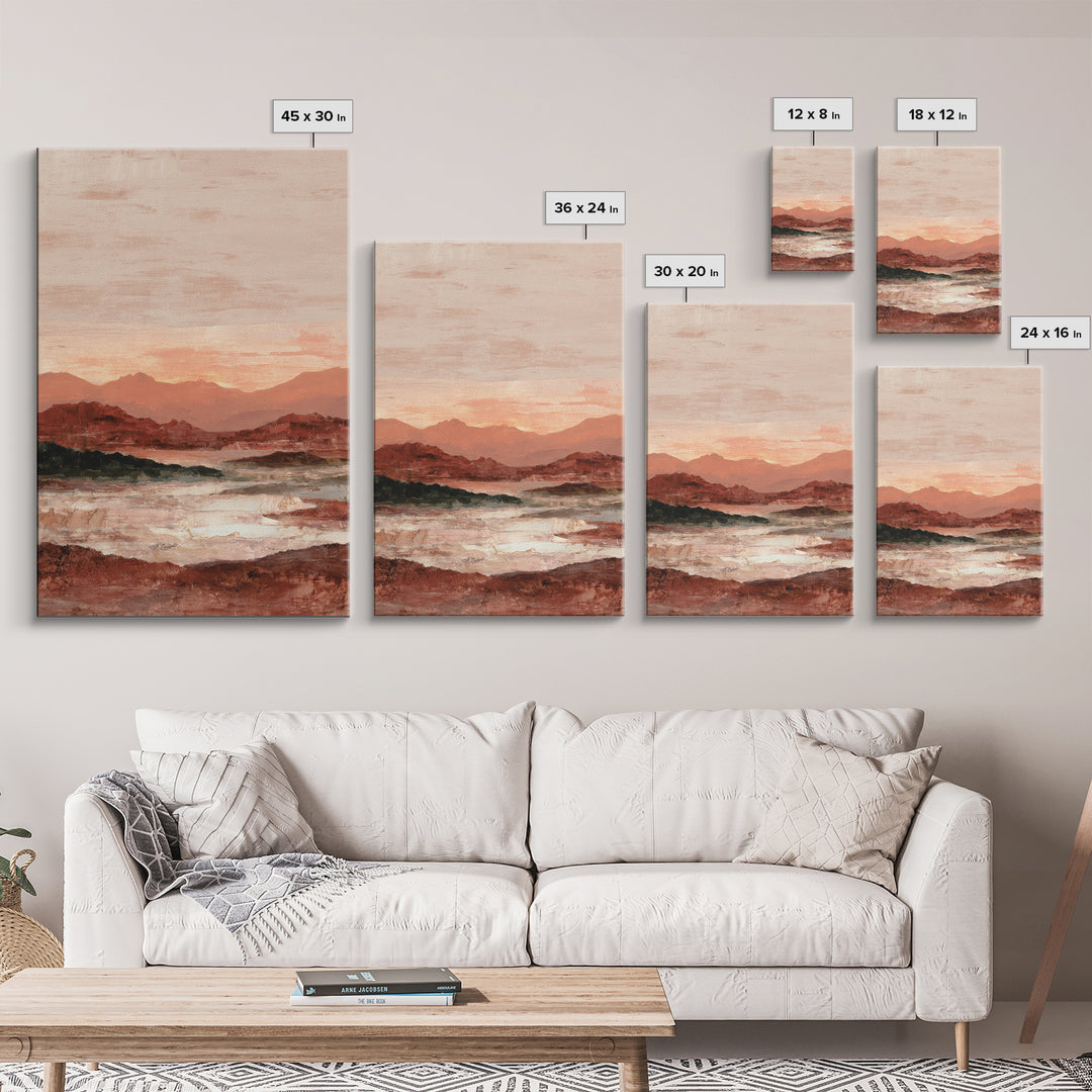 Serene Desert Horizon Framed Canvas Print, General Fine Art, Digital Prints, Living Room Decor, Oil Painting, GEN-2x3-1