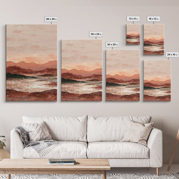 Serene Desert Horizon Framed Canvas Print, General Fine Art, Digital Prints, Living Room Decor, Oil Painting, GEN-2x3-1